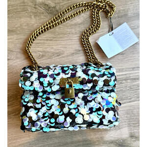 NWT Kurt Geiger London Mini Brixton Sequin Crossbody Bag Multi Color Iridescent